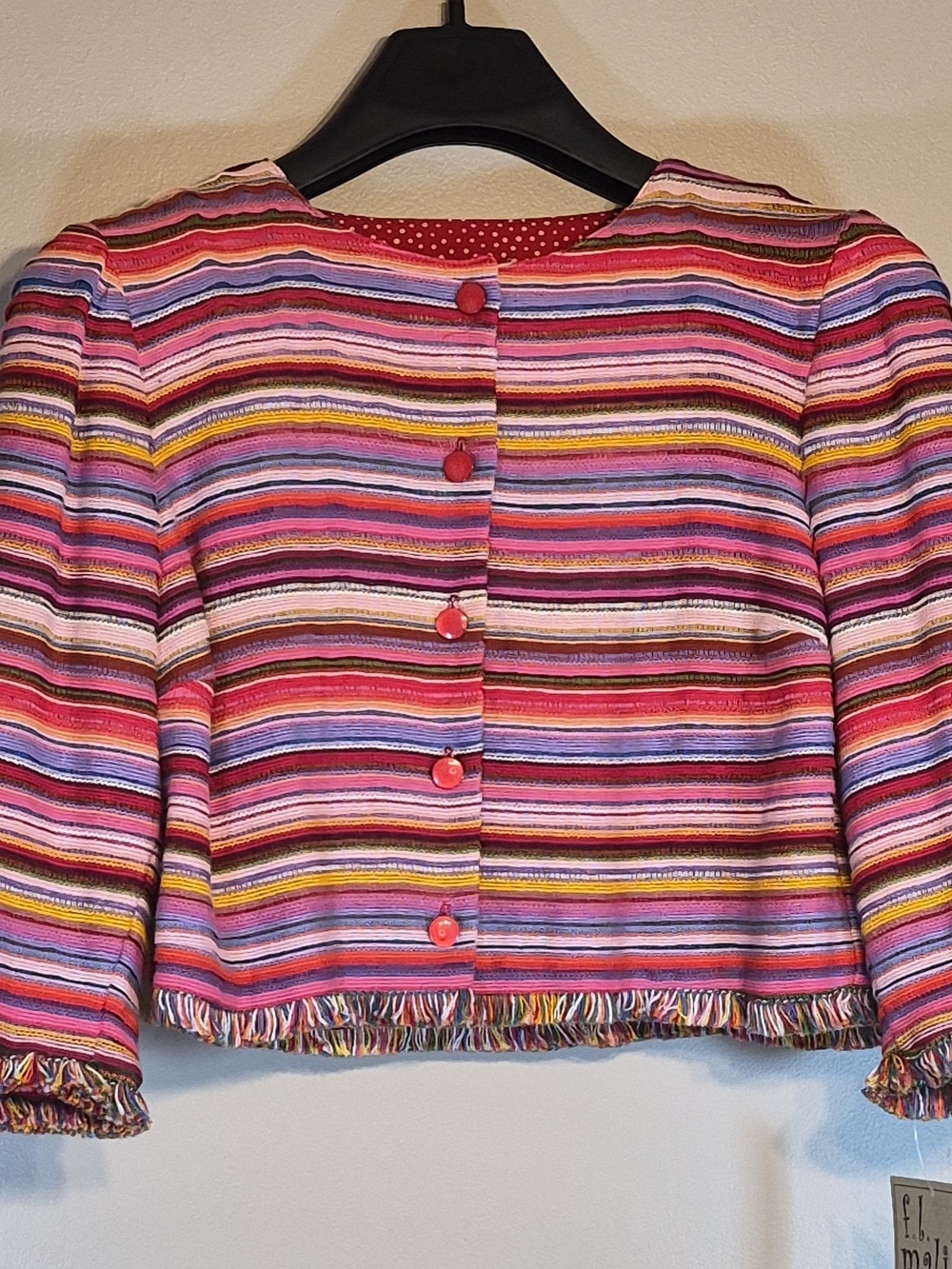 Women's Multicolor Striped Crop Blazer - Vibrant Pink Mix NWT